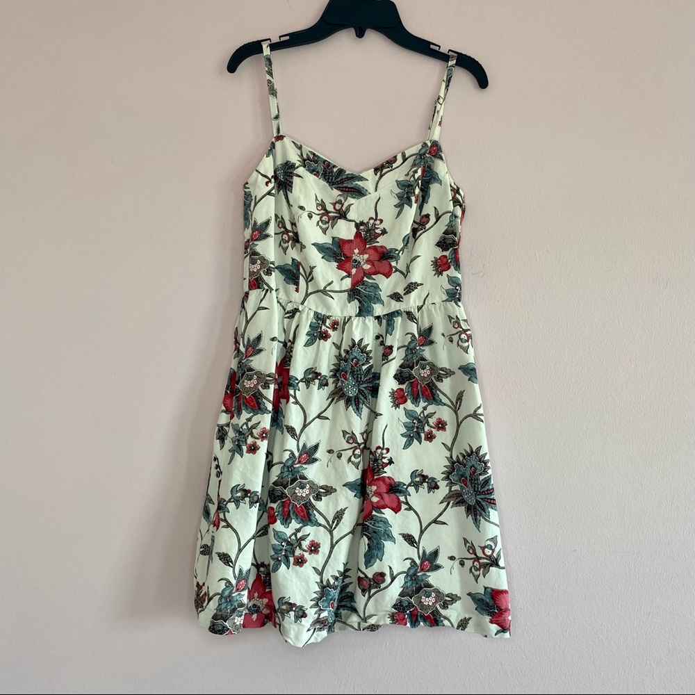 LOFT Linen Blend Floral Fit & Flare Dress size 0